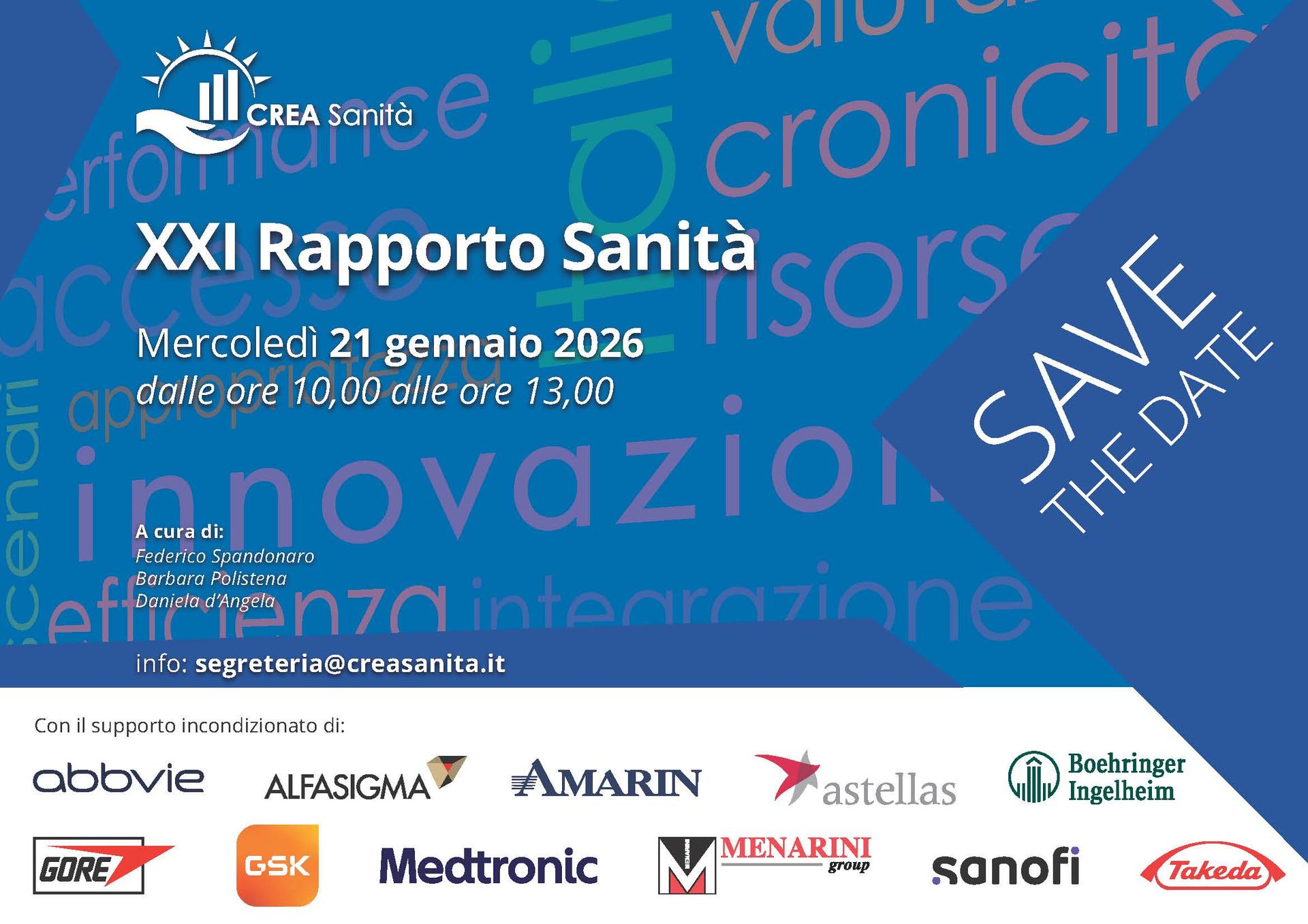 Presentazione 21 Rapporto Sanità a cura di C.R.E.A. Sanità